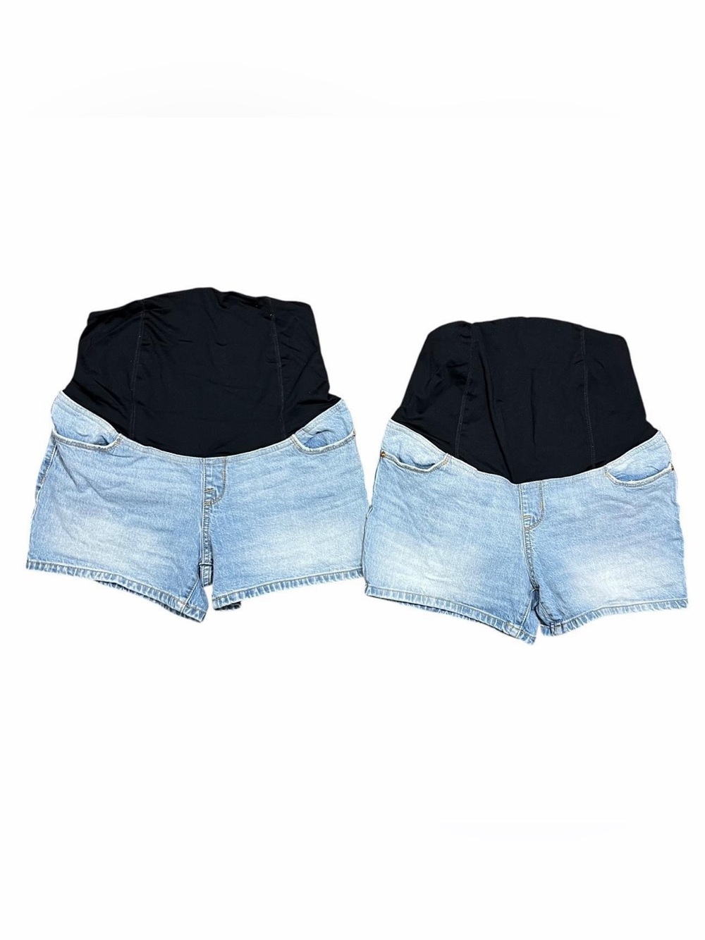 Ingrid & Isabel Bundle 2 Pairs Denim Midi Maternity Shorts Light Wash Size 4